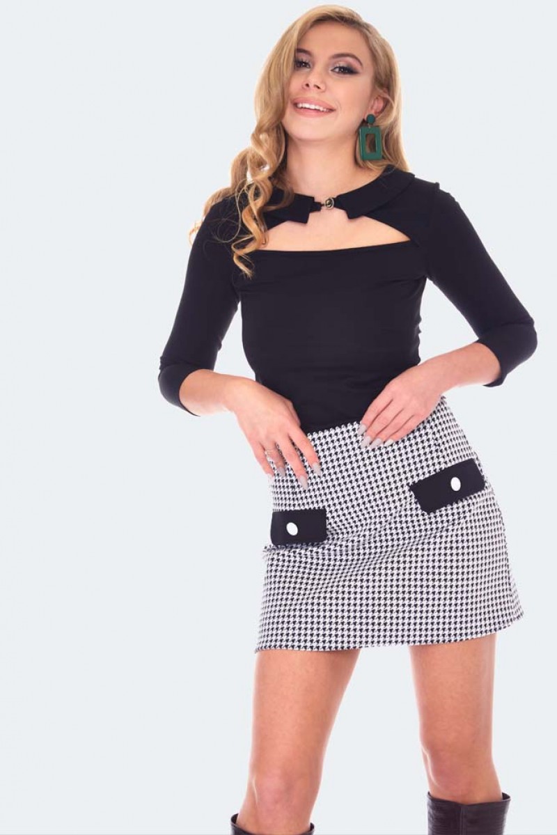 60s Retro Houndstooth Mini Skirt