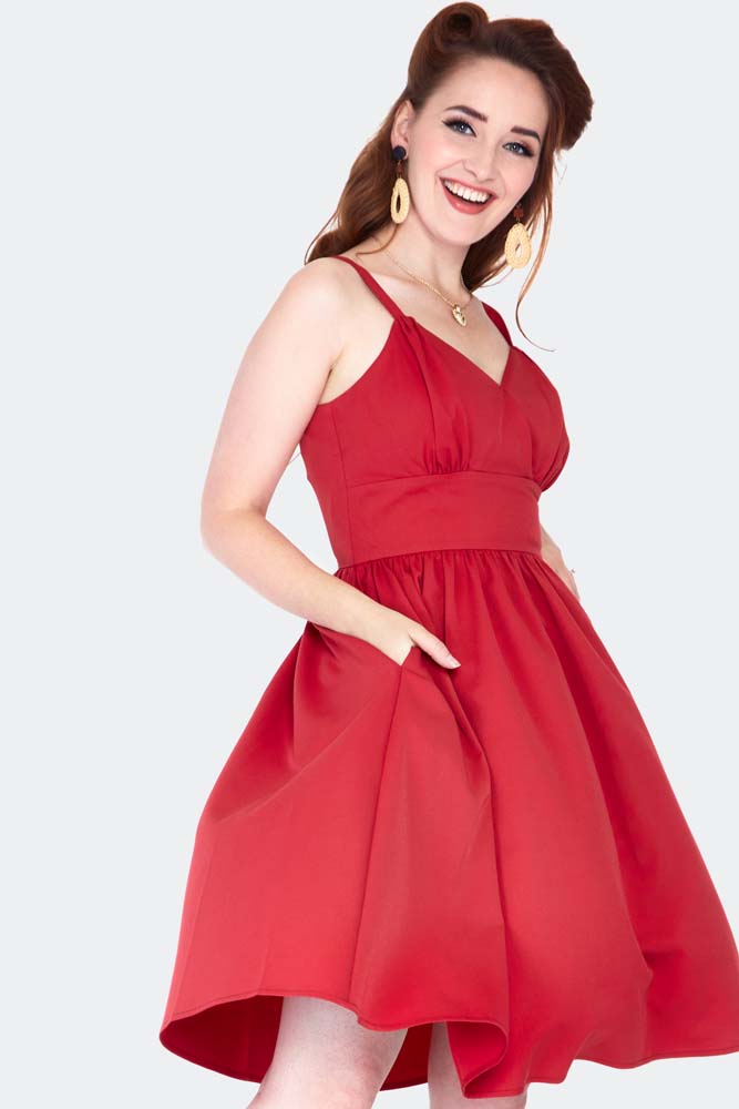 Red Strappy Flare Dress
