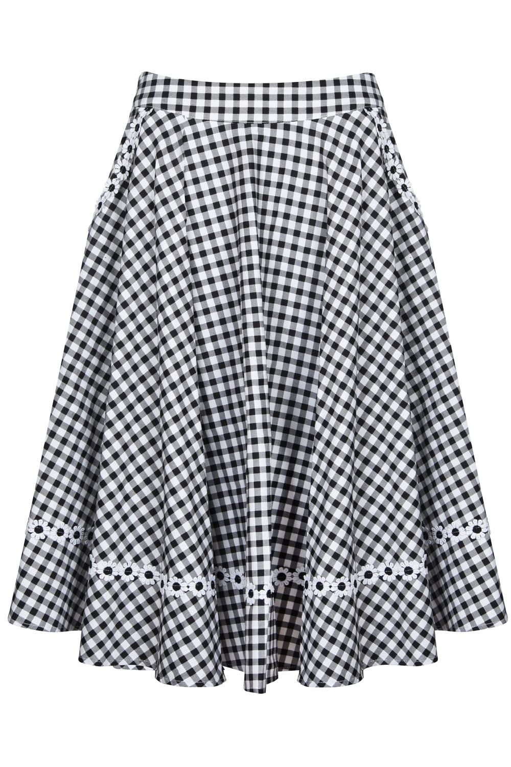 Ava Daisy trim Gingham flare Skirt | Vintage Inspired Fashion ...