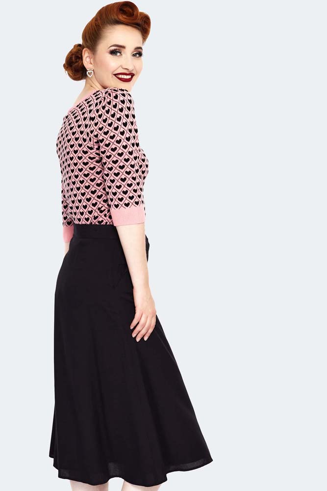 Black Heart Button Midi Skirt | Vintage Inspired Fashion & Accessories ...
