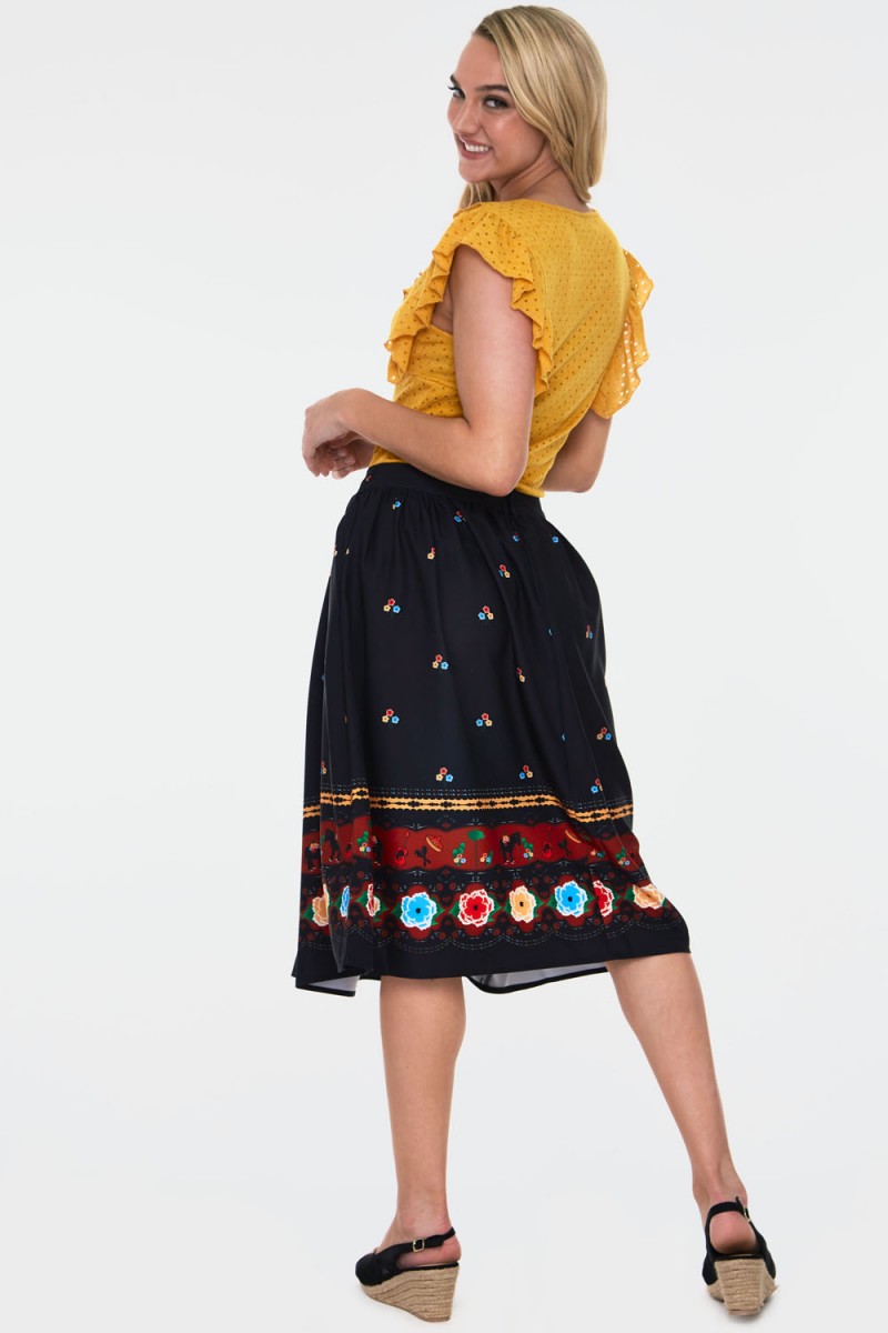 Charlotte Border Print Flare Skirt