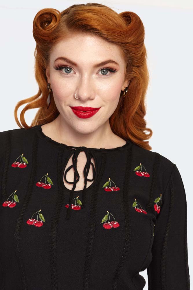 Cherry Sunflower Collared Sweater