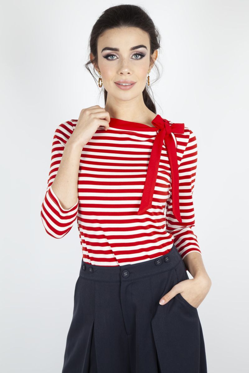 Sidney Striped Neck Tie Top, Vintage Inspired Fashion & Accessories, 40s  and 50s Clothing and Rockabilly Collection