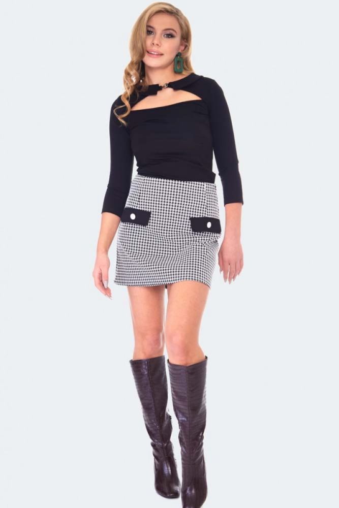 60s Retro Houndstooth Mini Skirt