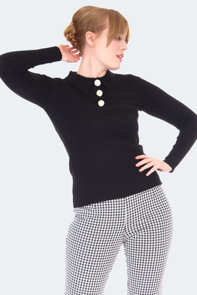 60s Style Polo Collar Sweater