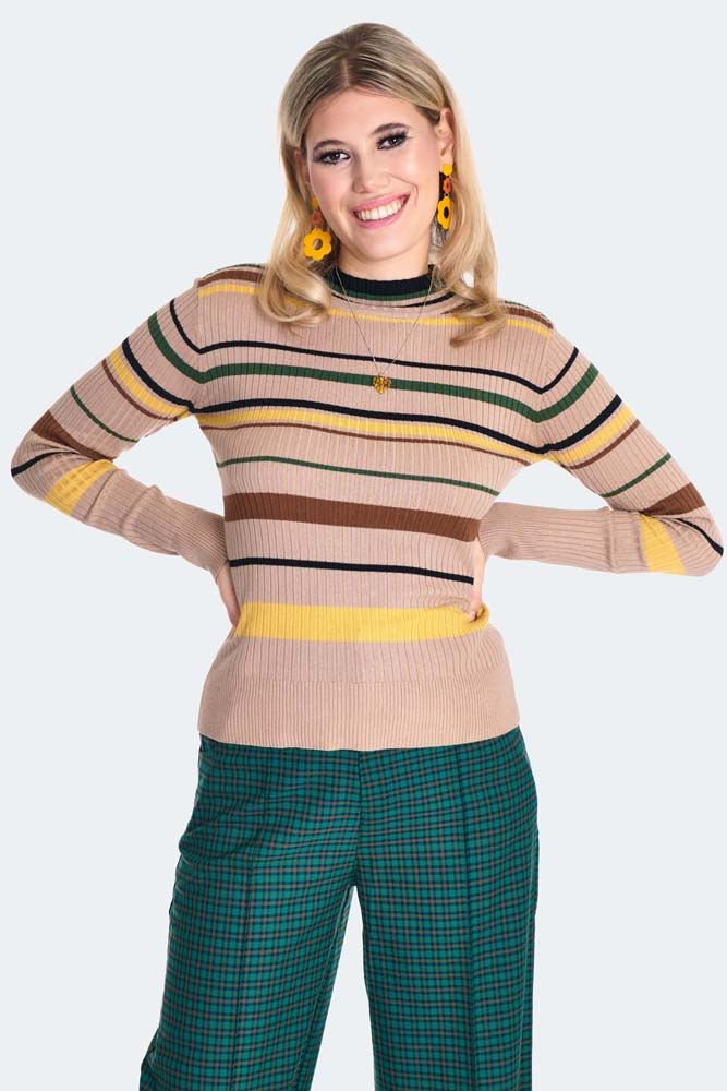 70s Brown Stripe Sweater
