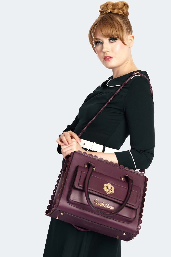60S Front Pocket Purple Tote Bag