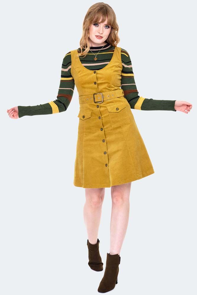 Corduroy Sleeveless A-line Pocket Dress