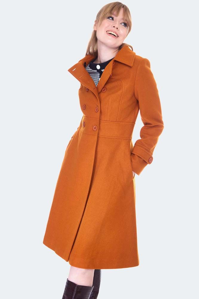Double Breasted Orange Pea Coat