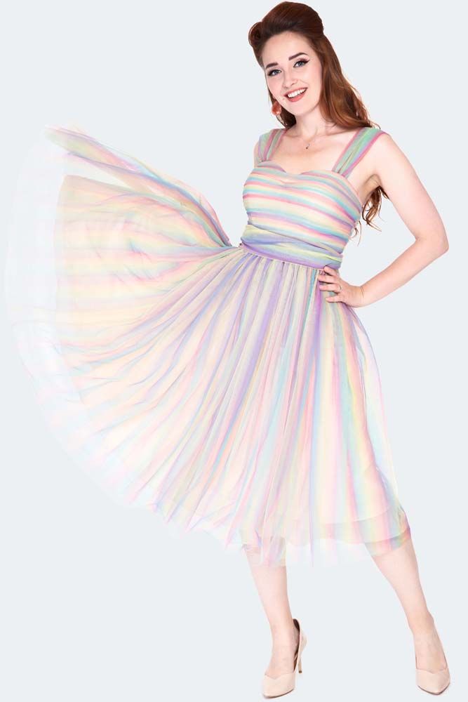 Fluffy Multicoloured Prom Flare Dress