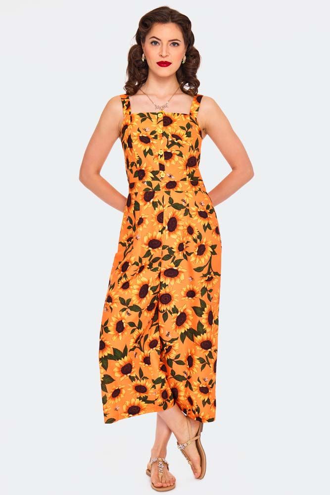 Printed Sunflower Jumpsuit