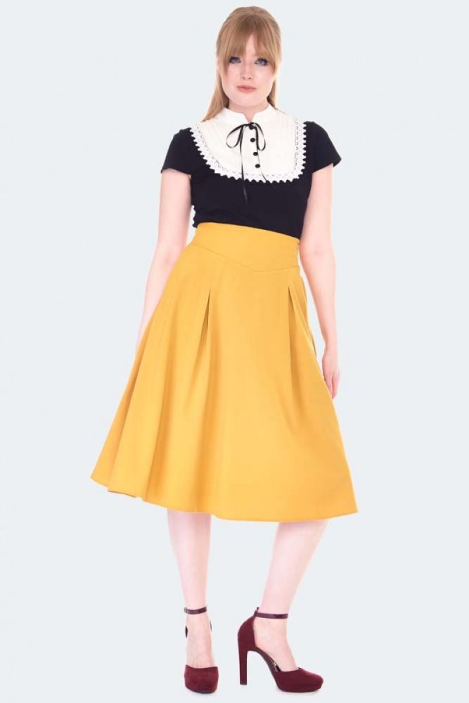 Mustard Retro Flare Skirt