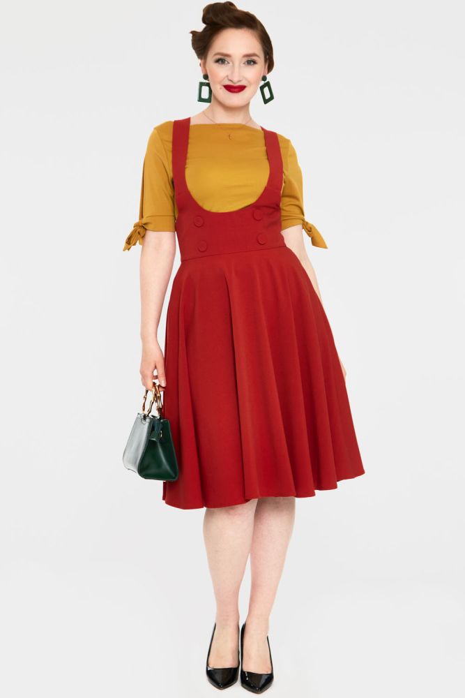 Curve Phoebe Red High-Waisted Overall Skirt