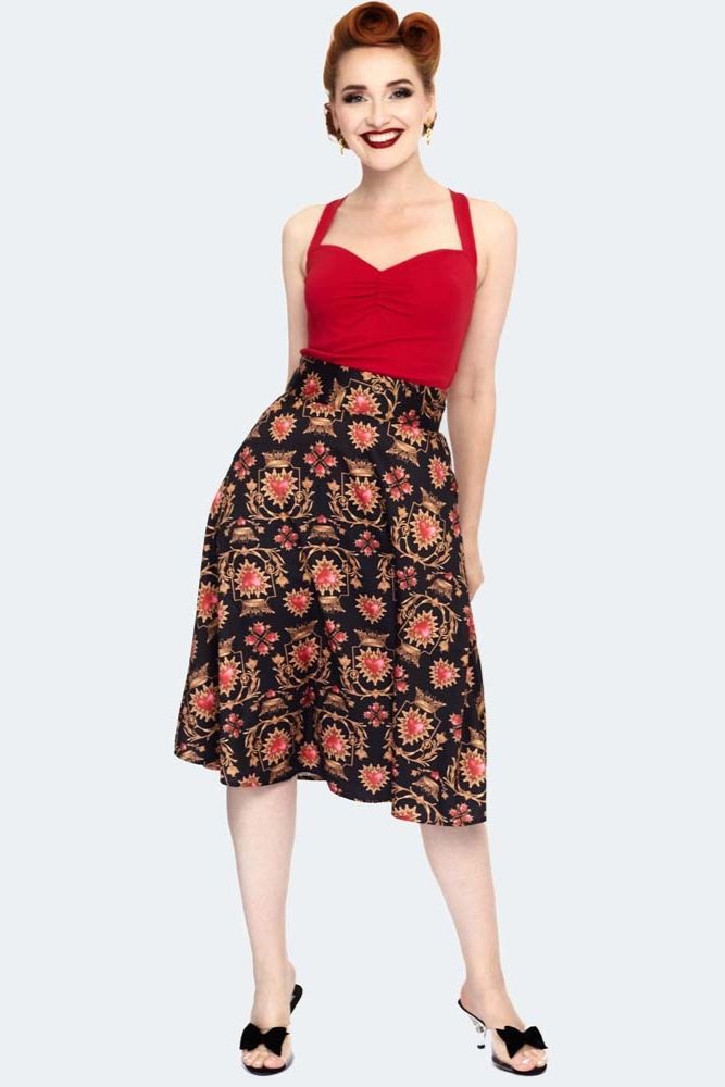 Queen Of Hearts Mid Length Flare Skirt