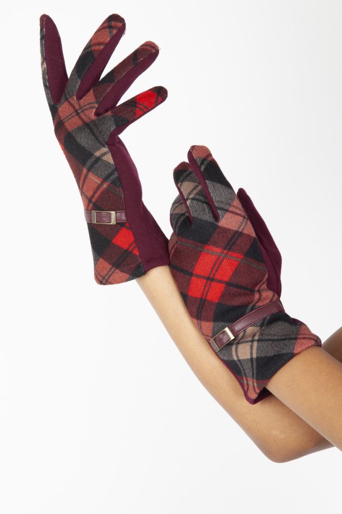 Mabel Red 40s Belted Gloves