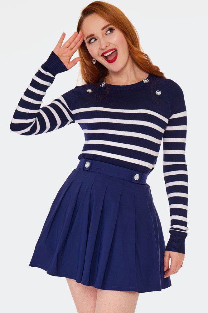 Nautical Stripe And Button Sweater