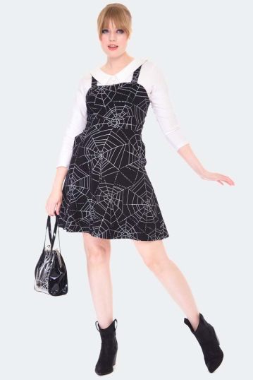 Spider Web Print Overall Flare Dress