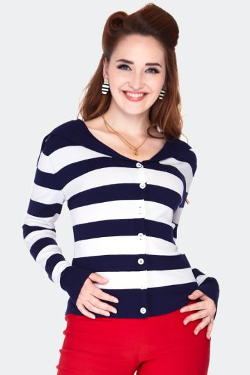 Sailor collar stripe cardigan