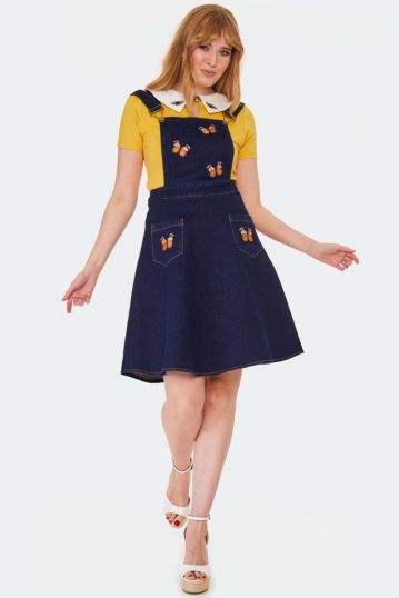 Butterfly Embroidery Denim Flare Dress