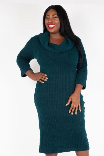 Curve Vixen Olivia Green Knit Fitted Dress
