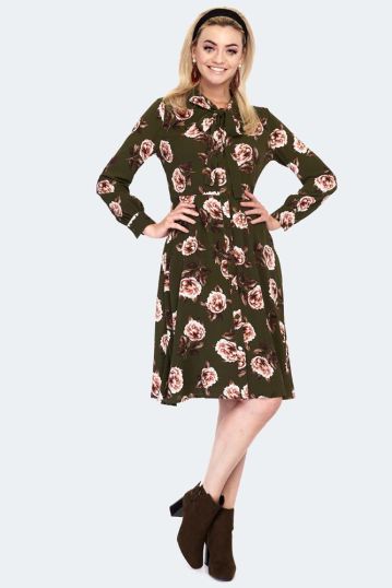 Nora Floral 40s Style Tea Flare Dress