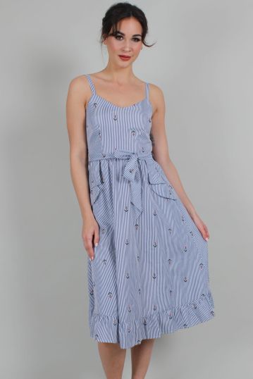 Andy Anchor Pinstripe Flare Dress