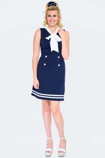 Nautical Sleeveless Bow Dress