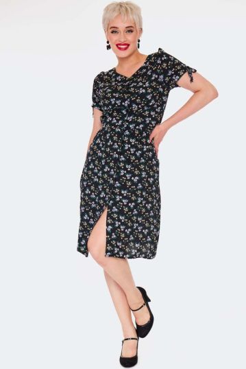 Ditsy Floral Tie Sleeve Dress
