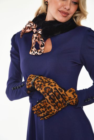 Gina Leopard Buckle Gloves
