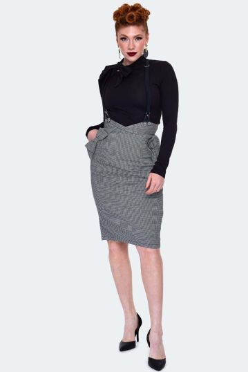 Houndstooth Bow Pocket Pencil Skirt