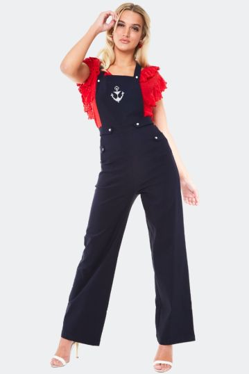 Anchor embroidered seaside jumpsuit