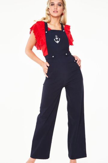 Anchor embroidered seaside jumpsuit