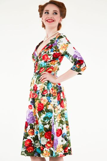 Judy Vibrant Floral Flare Dress
