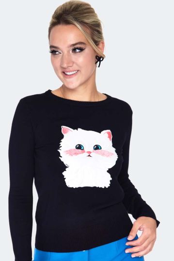 Long sleeve kitty sweater