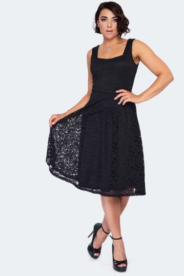 Maxine Black Lace Flare Dress