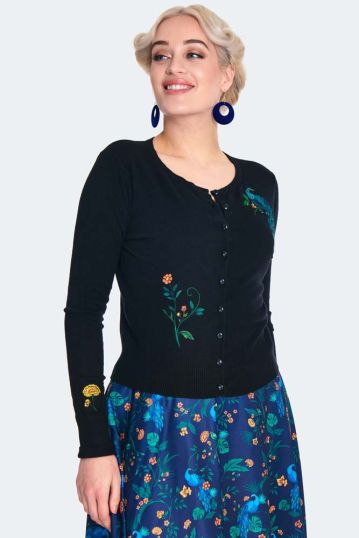 Peacock Floral Embroidered Cardigan