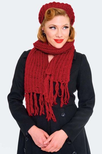 Lucille Red Beret & Scarf Set