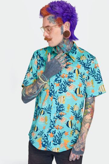 Coral reef printed button up shirt