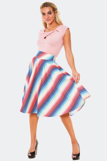 Serene Rainbow gingham high waisted circle skirt