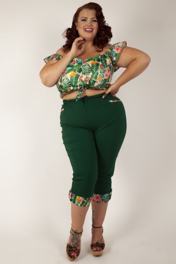 Curve Valentina Floral Tropical Print Cropped Top