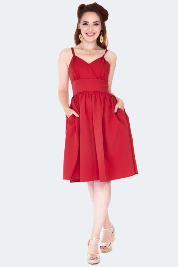 Red Strappy Flare Dress