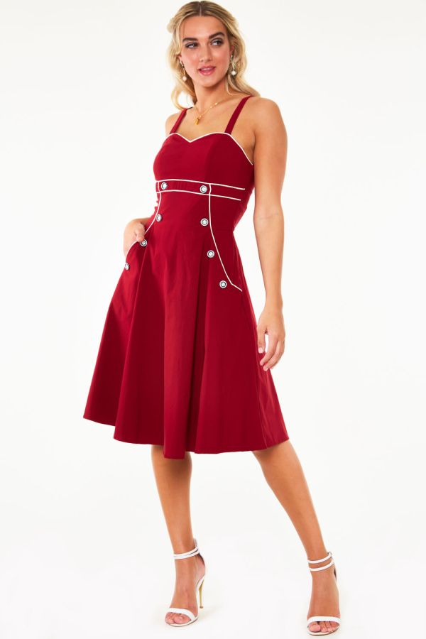 Red Nautical Flare Dress