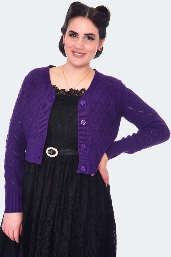 Purple Chunky Knit Cardigan