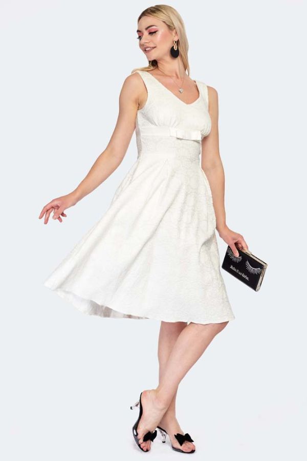 Monroe Bridal Flare Dress in White