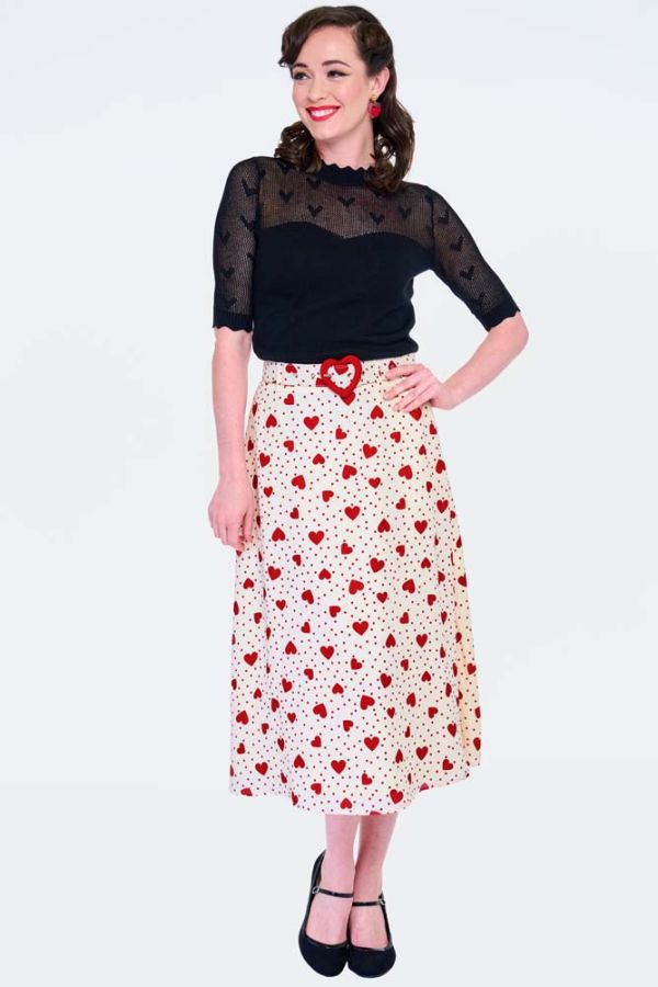 Heart Polka Dot Midi Skirt