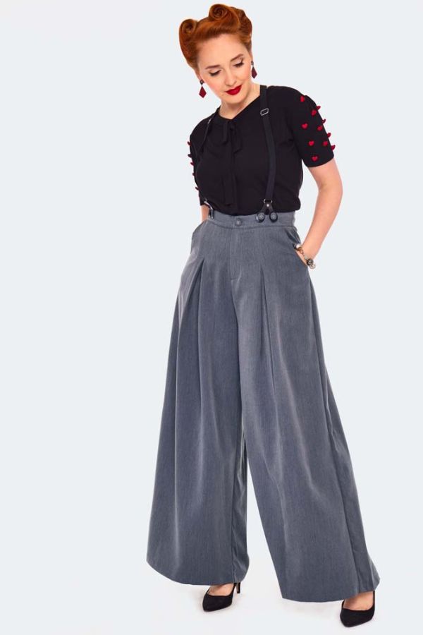 Khloe Grey 40s Style Trousers