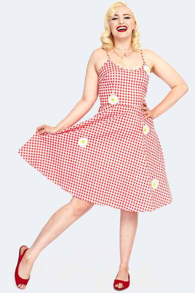 Dolly Gingham Flared Dress