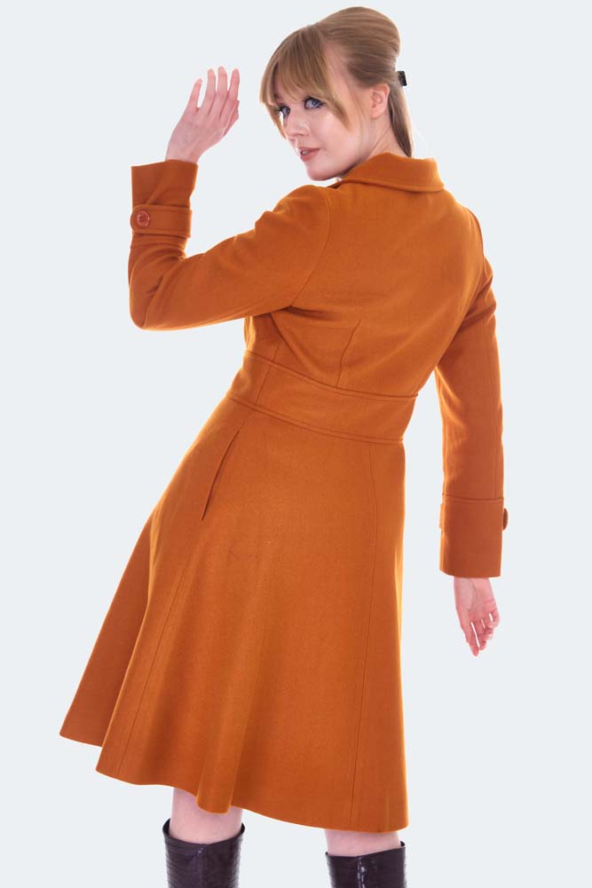 Curve Double Breasted Orange Pea Coat