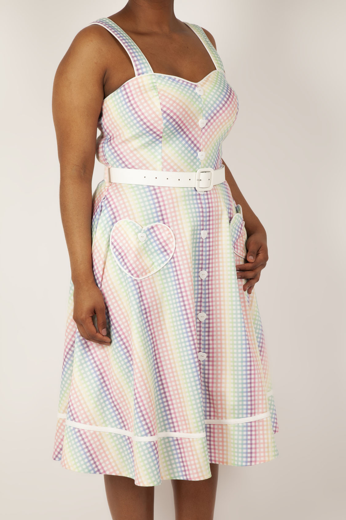 Trixie Gingham Flare Dress with Heart-Shaped Pockets