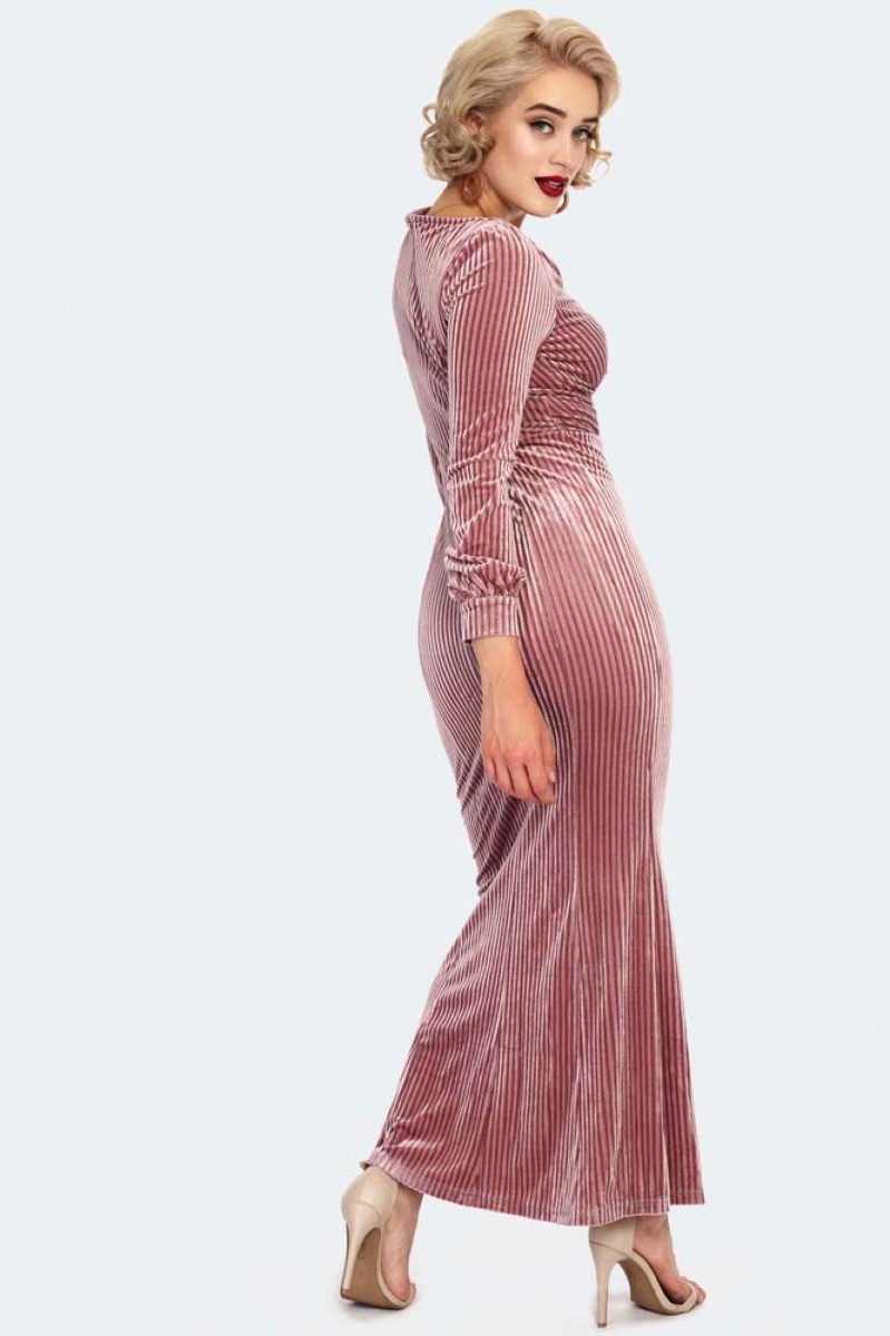 Edith Velvet Jewel Pink Gown Velvet Dress